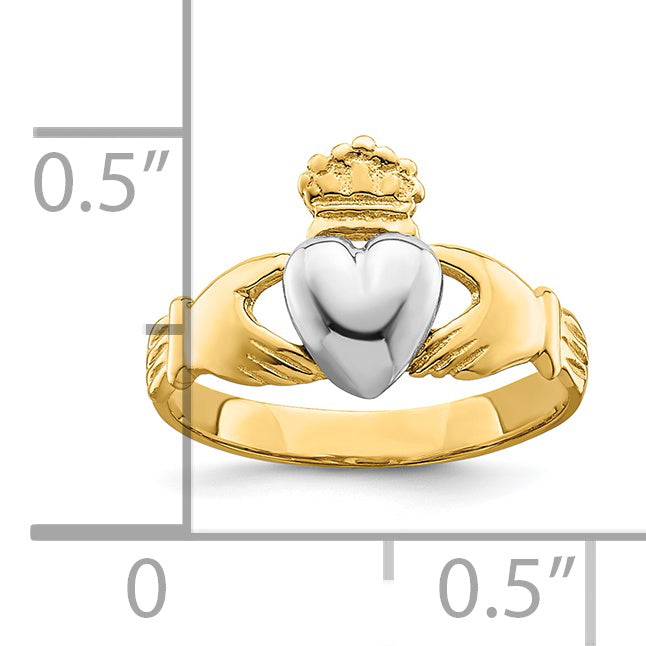14K Two-Tone Tt Yellow & White Gold Baby Claddagh Ring (Development)