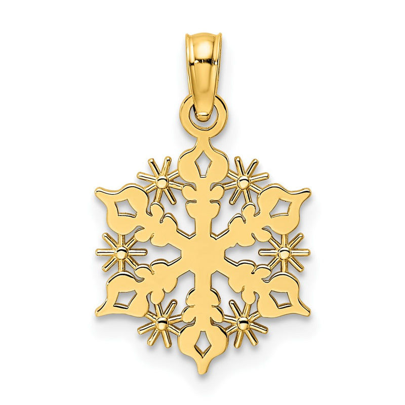 14K Yellow Gold Polished Snowflake Pendant