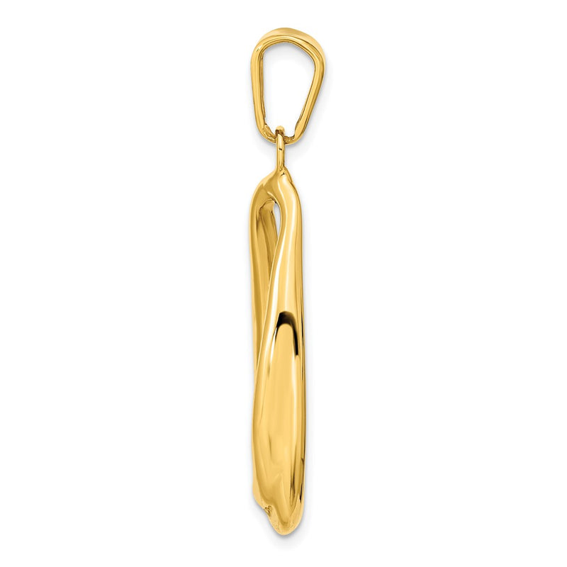 14K Yellow Gold Polished Hollow Oval Pendant