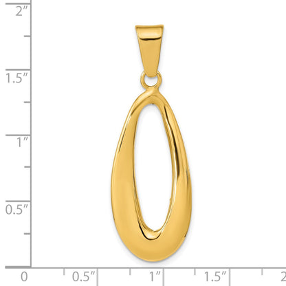 14K Yellow Gold Polished Hollow Oval Pendant