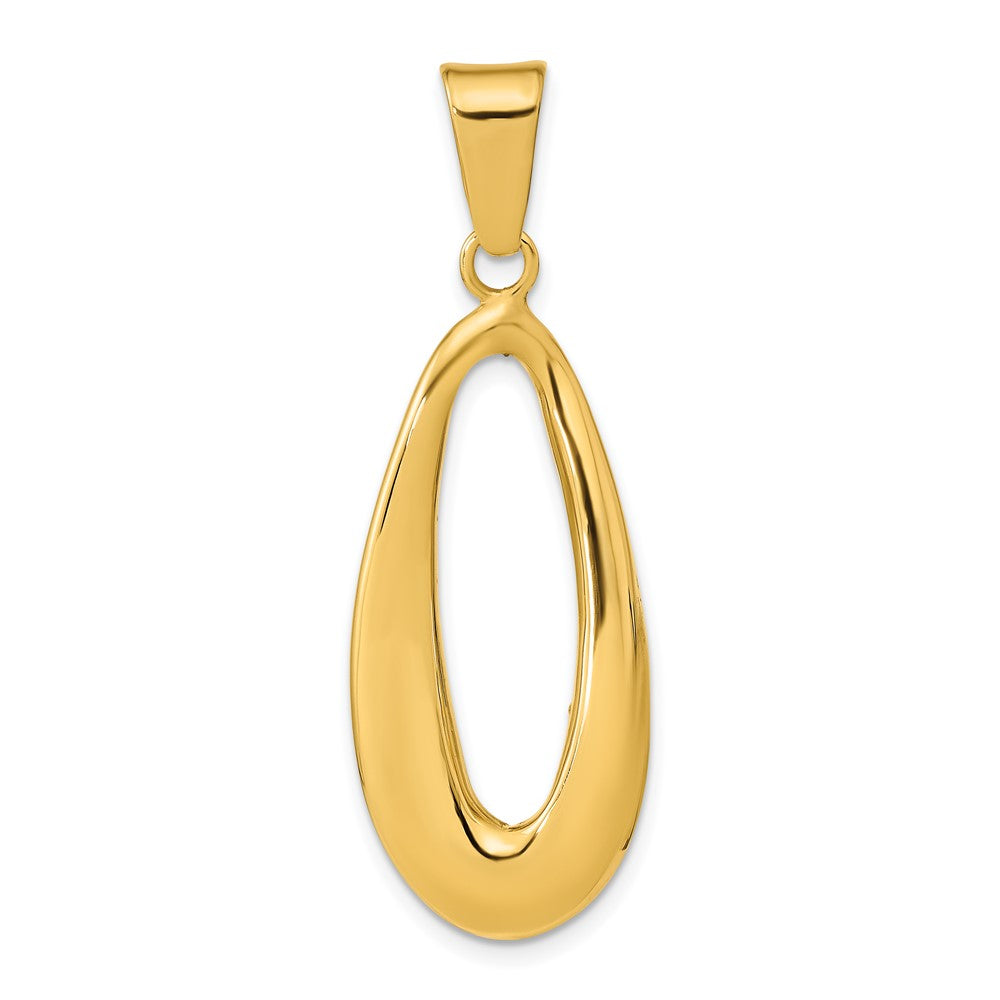 14K Yellow Gold Polished Hollow Oval Pendant