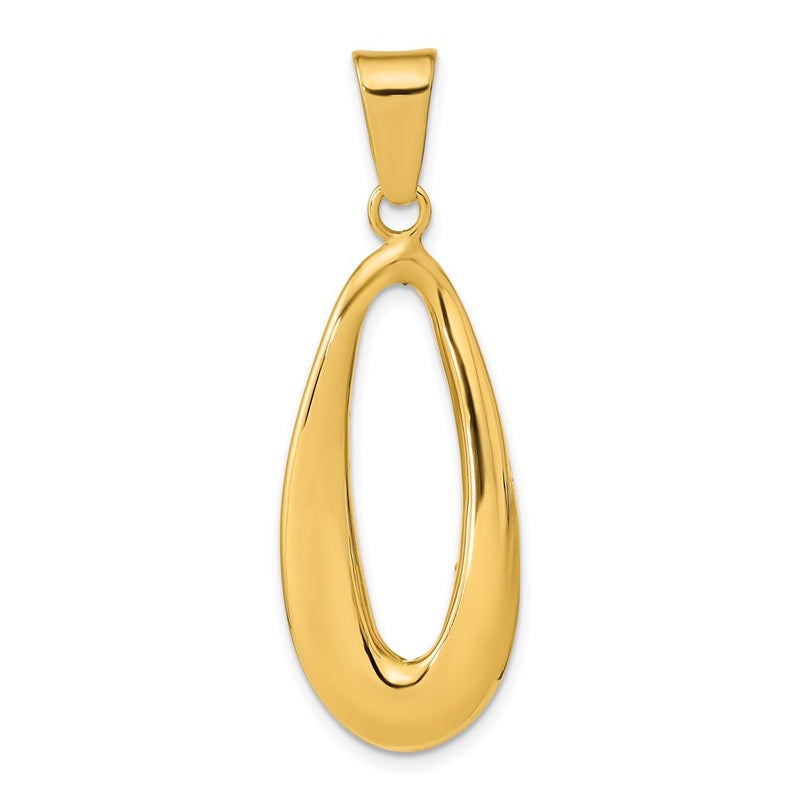 14K Yellow Gold Polished Hollow Oval Pendant