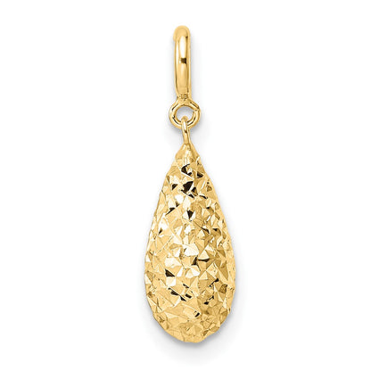 14K Yellow Gold Diamond-Cut Teardrop W/ Spring Ring Clasp Charm