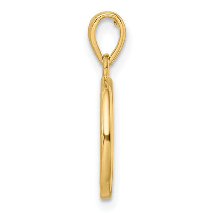 14K Yellow Gold Polished Tree Of Life Circle Pendant