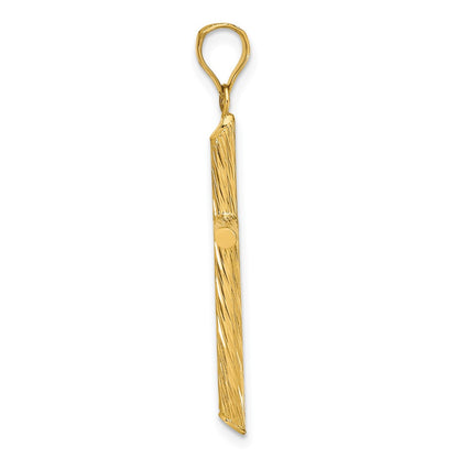 14K Yellow Gold Polished & Textured Fancy Cross Pendant