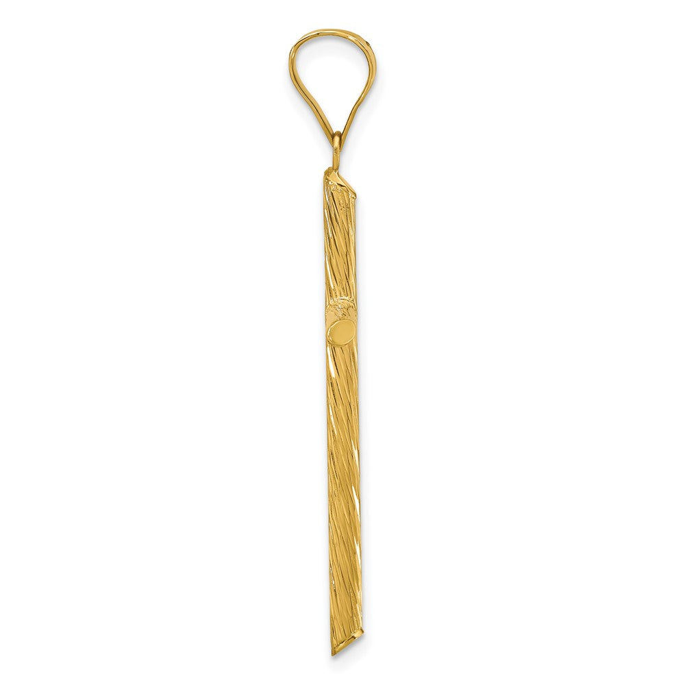 14K Yellow Gold Polished & Textured Fancy Cross Pendant