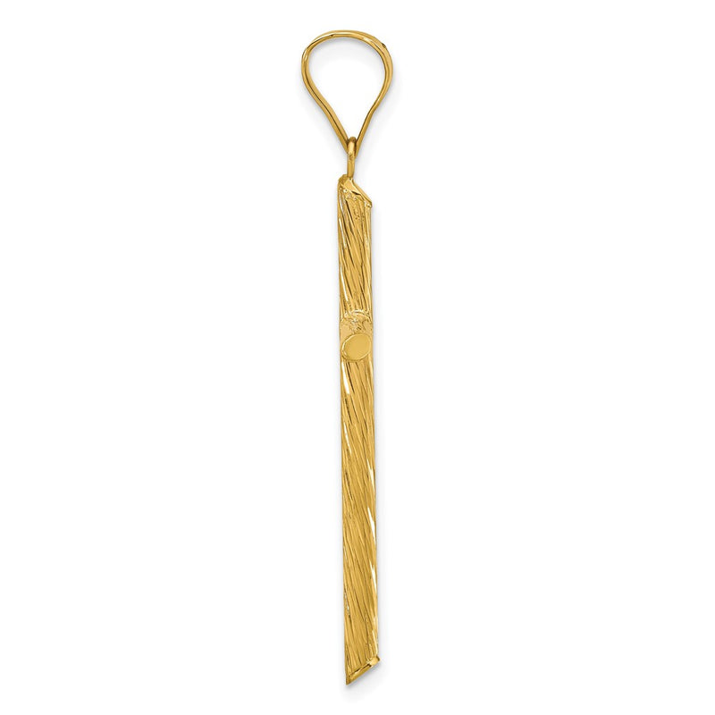 14K Yellow Gold Polished & Textured Fancy Cross Pendant