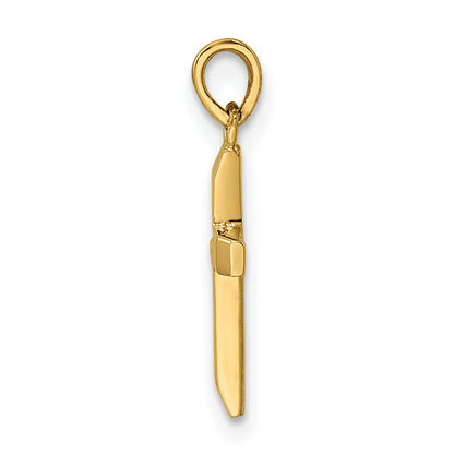14K Yellow Gold Polished Tapered Ends Hollow Cross Pendant