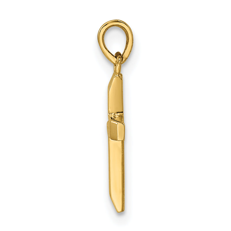 14K Yellow Gold Polished Tapered Ends Hollow Cross Pendant