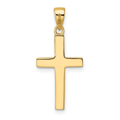 14K Yellow Gold Polished Tapered Ends Hollow Cross Pendant