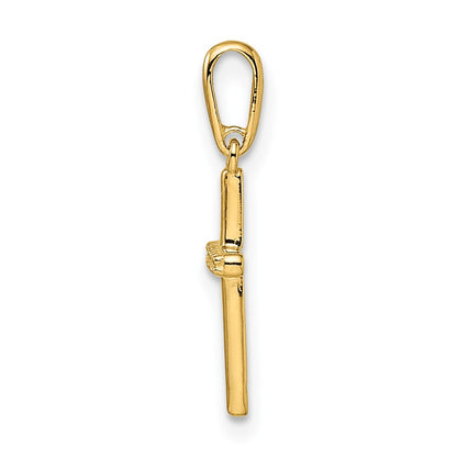 14K Yellow Gold Cz Cross Pendant