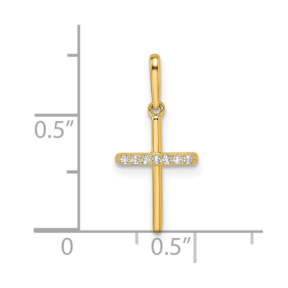 14K Yellow Gold Cz Cross Pendant