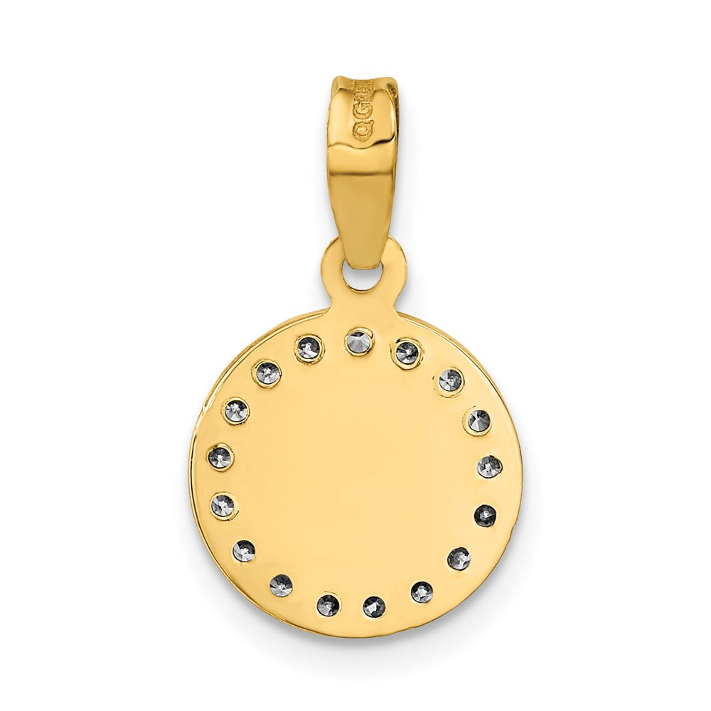14K Yellow & Rhodium Rose And White Polished Cz Mary Round Pendant