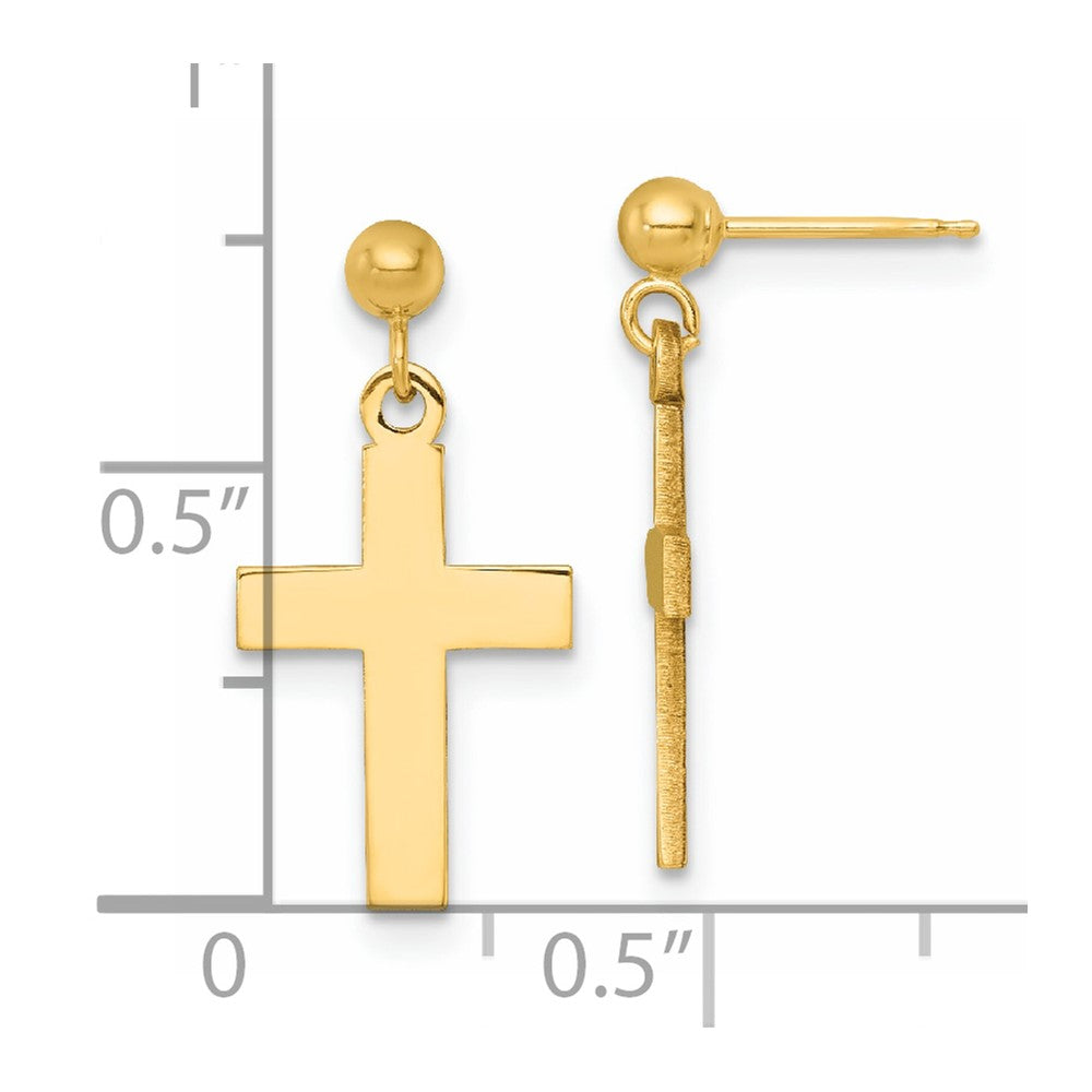 14K Yellow Gold Polished Cross Earrings