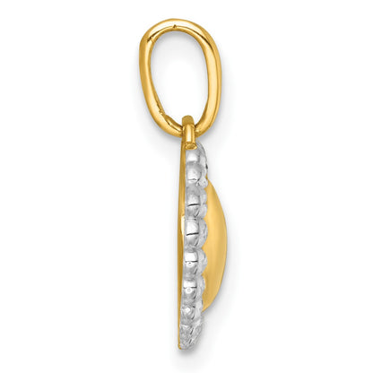 14K Yellow & Rhodium with White Rhodium Polished Domed Heart Charm