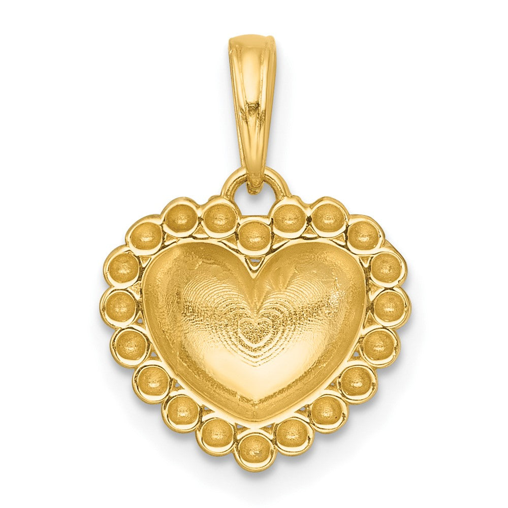 14K Yellow & Rhodium with White Rhodium Polished Domed Heart Charm