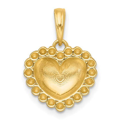 14K Yellow & Rhodium with White Rhodium Polished Domed Heart Charm