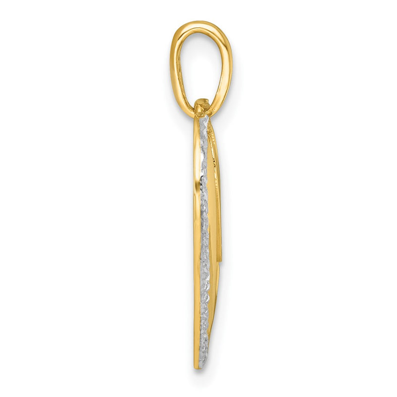14K Yellow & Rhodium with White Rhodium Polished Love in Heart Charm