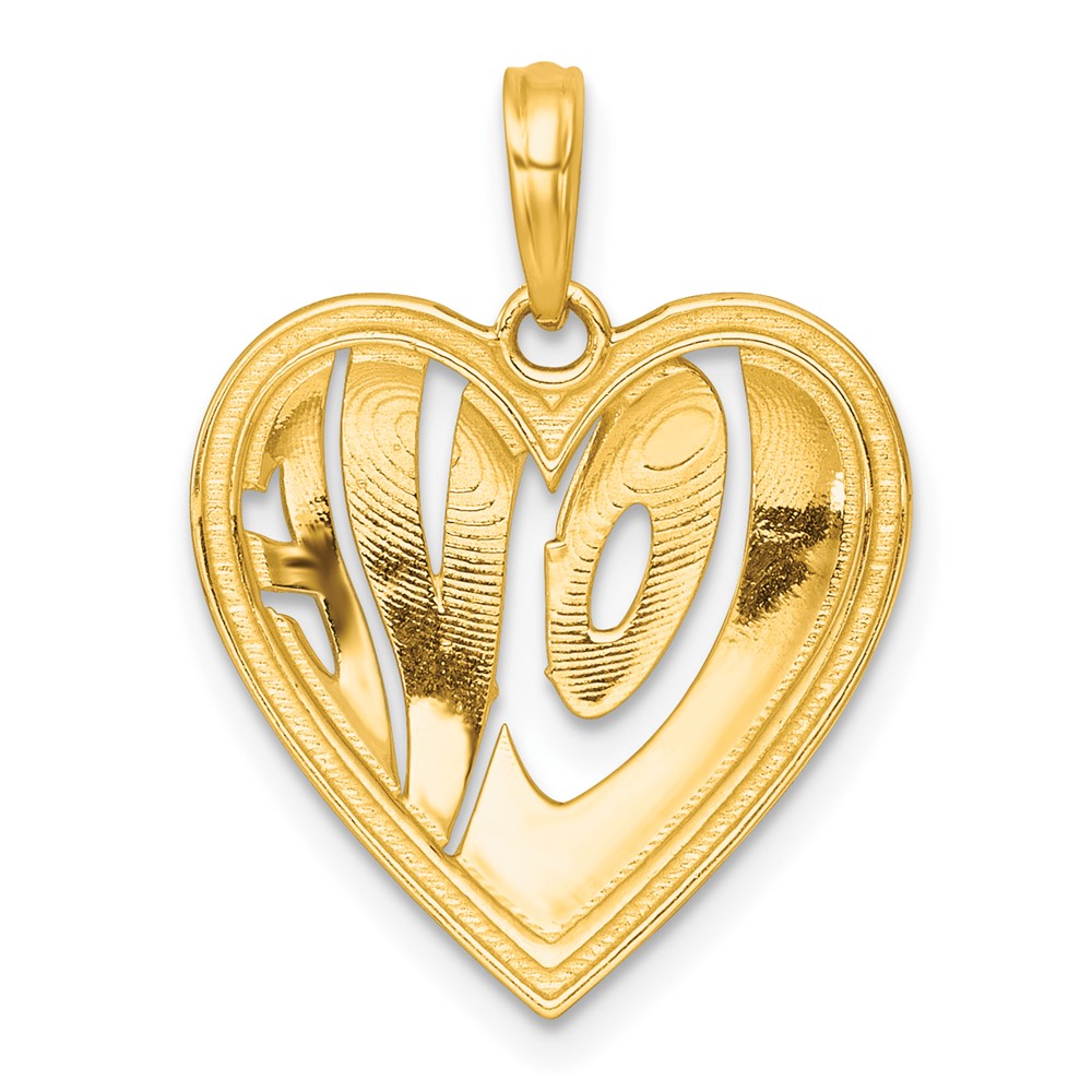 14K Yellow & Rhodium with White Rhodium Polished Love in Heart Charm