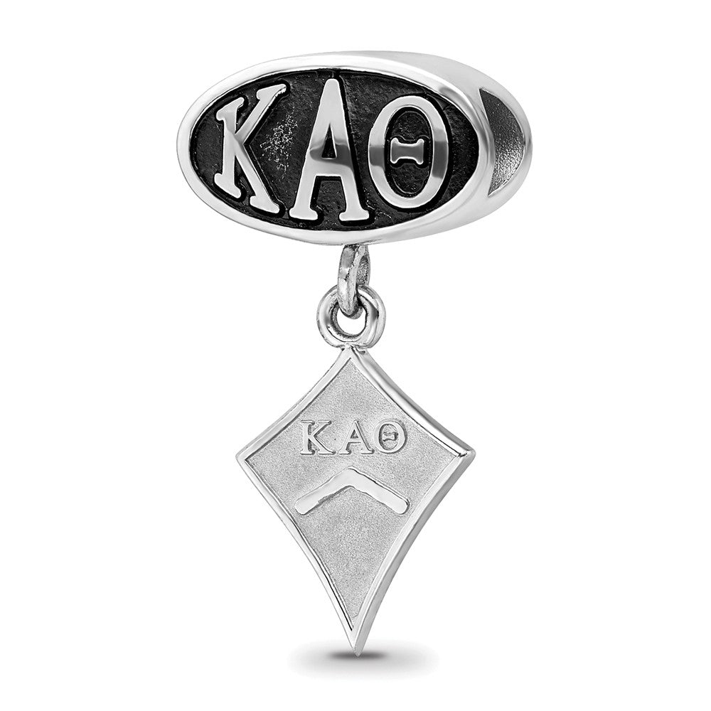 Sterling Silver Logoart Kappa Alpha Theta Oval with Kite Dangle Bead