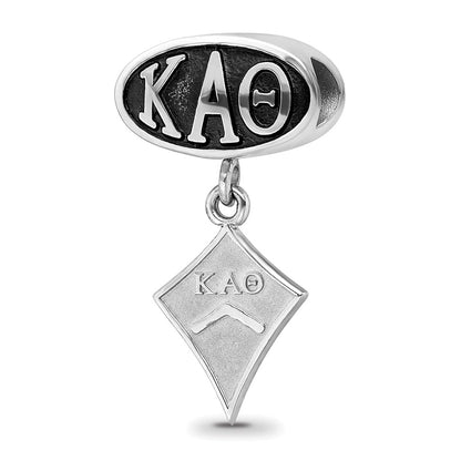 Sterling Silver Logoart Kappa Alpha Theta Oval with Kite Dangle Bead