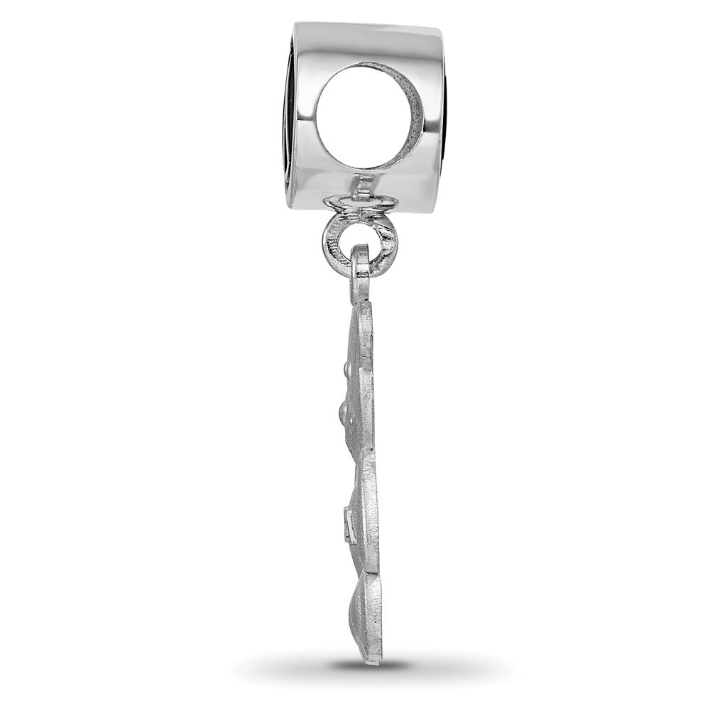 Sterling Silver Logoart Kappa Delta Oval with Teddy Bear Dangle Bead
