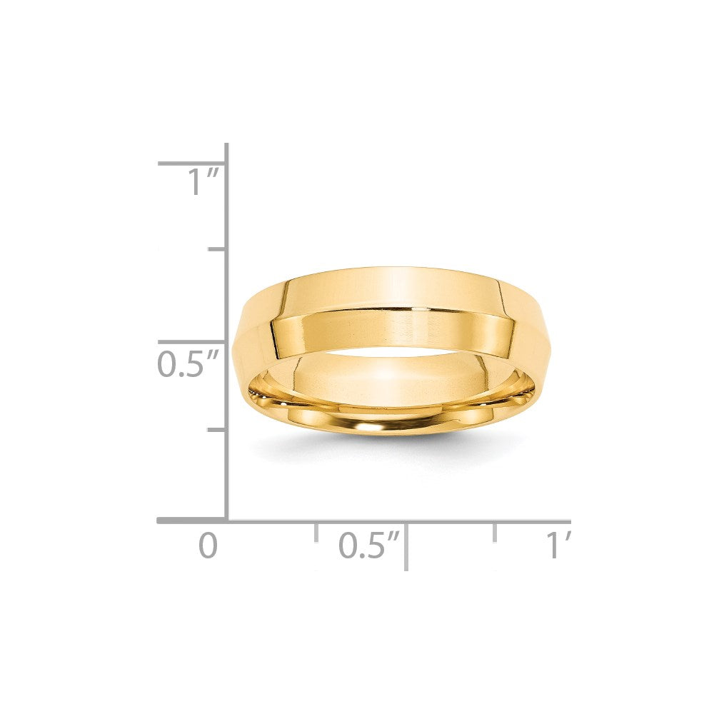 18k Yellow Gold 6mm Knife Edge Comfort Fit Wedding Band Ring
