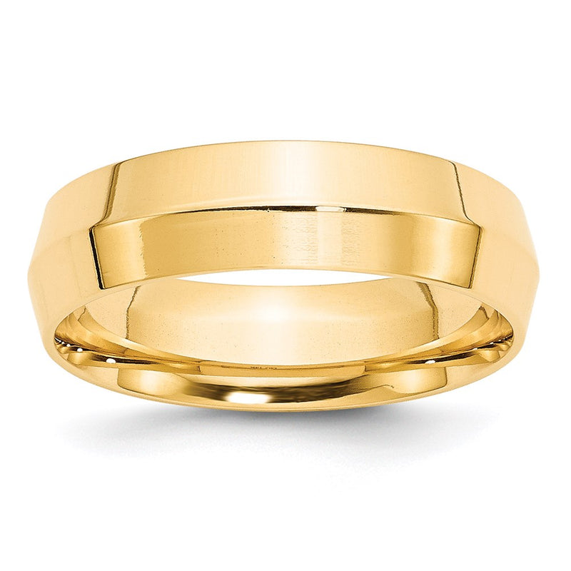 14k Yellow Gold 6mm Knife Edge Comfort Fit Wedding Band Ring