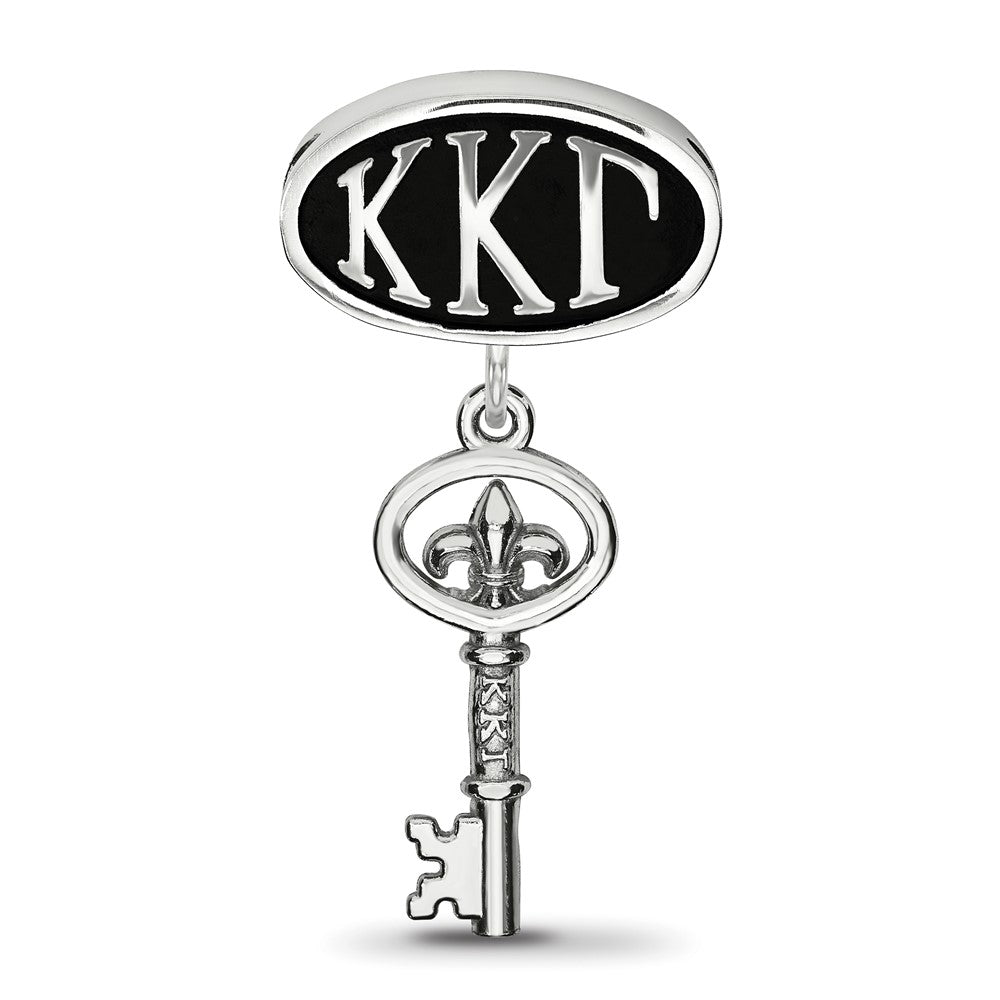 Sterling Silver Logoart Kappa Kappa Gamma Oval with Key Dangle Bead