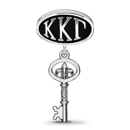Sterling Silver Logoart Kappa Kappa Gamma Oval with Key Dangle Bead