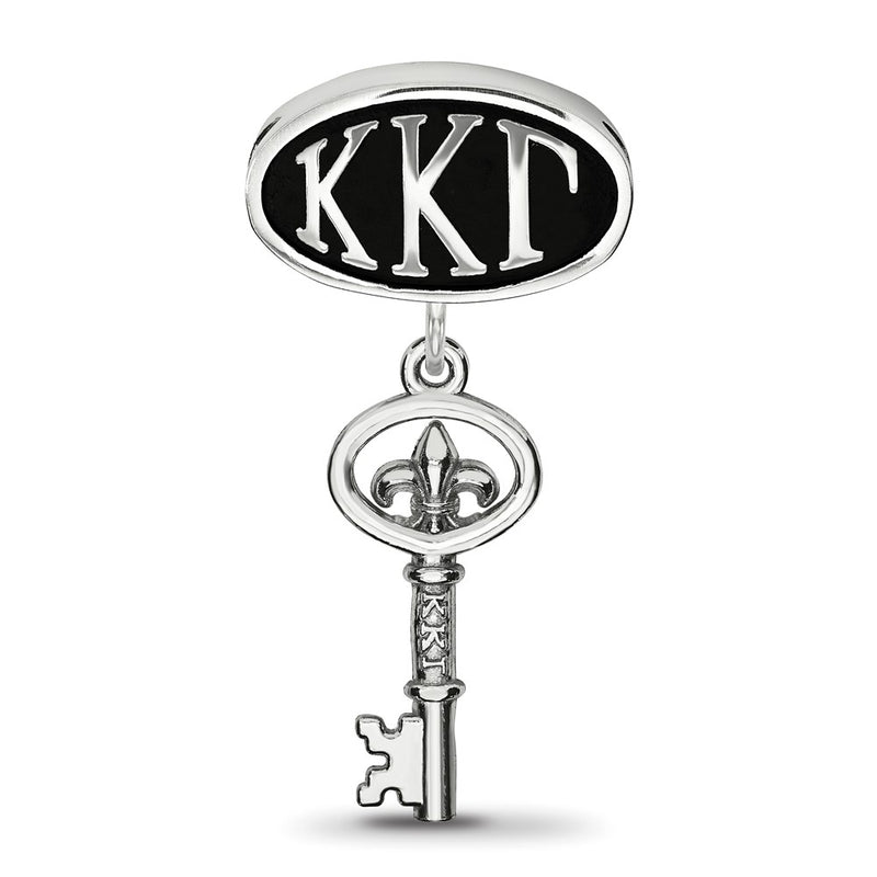 Sterling Silver Logoart Kappa Kappa Gamma Oval with Key Dangle Bead