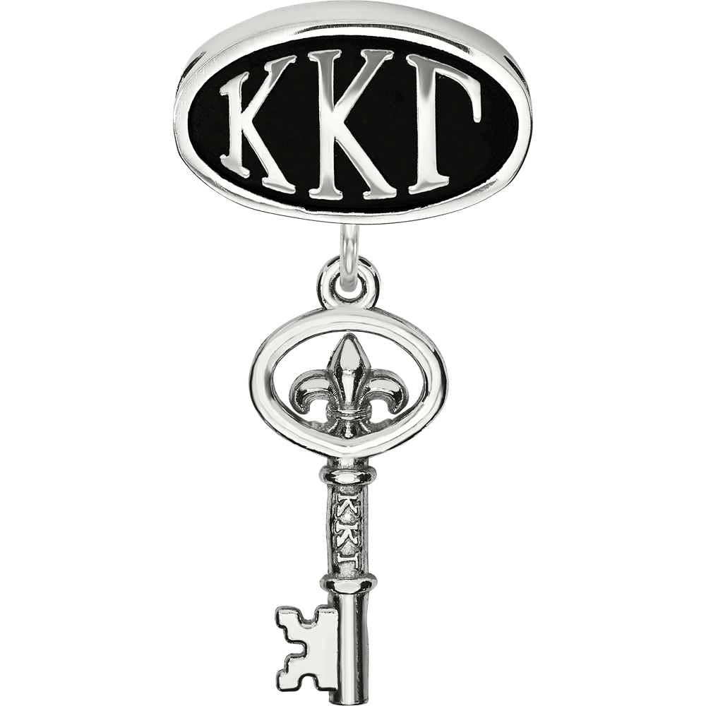 Sterling Silver Logoart Kappa Kappa Gamma Oval with Key Dangle Bead