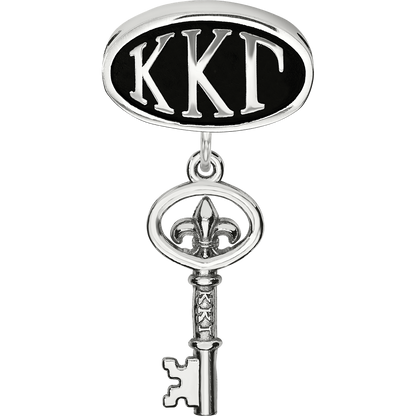 Sterling Silver Logoart Kappa Kappa Gamma Oval with Key Dangle Bead