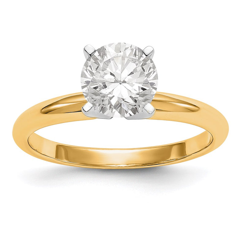 14k Two-tone 1/4 Ct. Round VS/SI GH Lab Grown Diamond Solitaire Lightweight Half-Round 4 Prong Ring