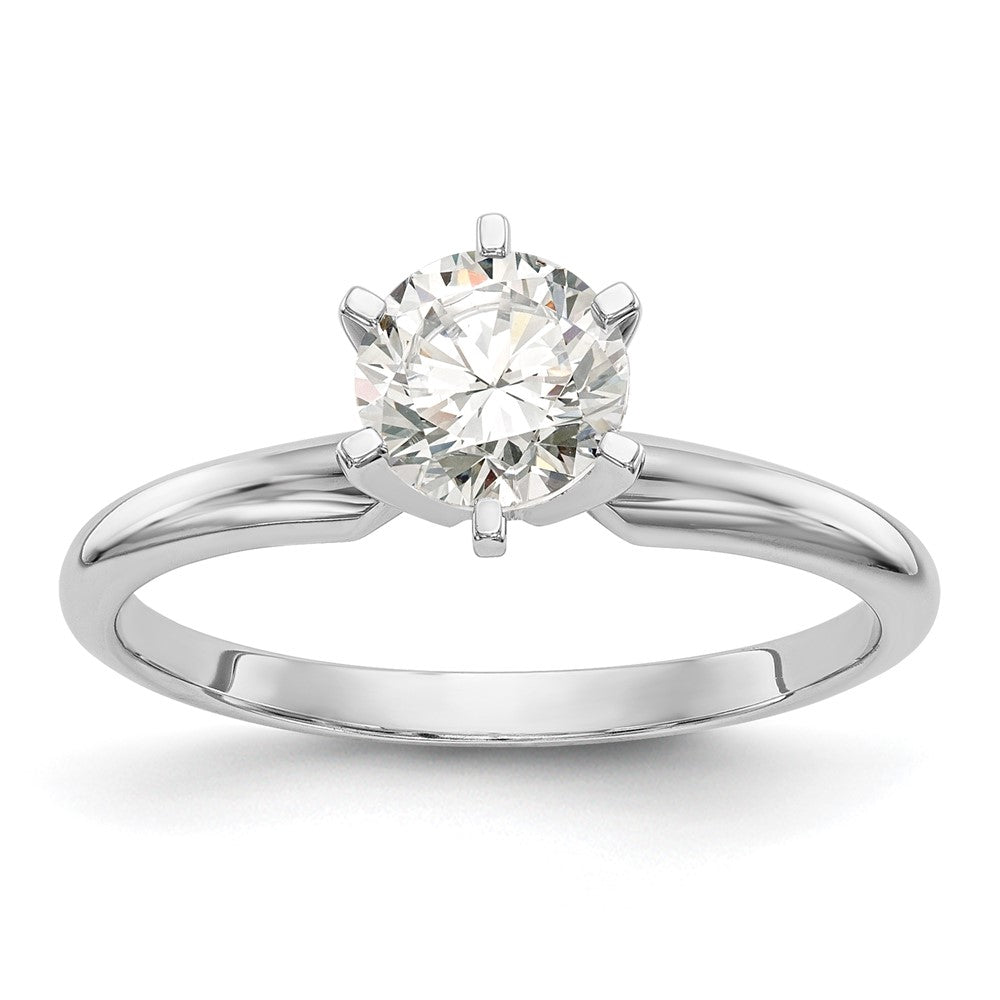 14k White Gold 1/2 Ct. Round VS/SI GH Lab Grown Diamond Solitaire Lightweight Half-Round 6 Prong Ring