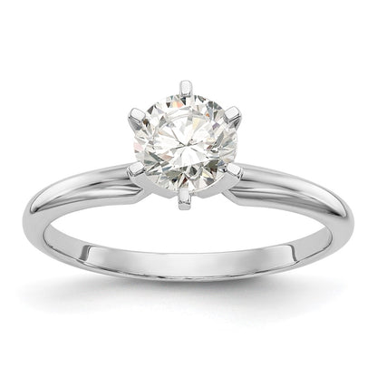 14k White Gold 1/2 Ct. Round VS/SI GH Lab Grown Diamond Solitaire Lightweight Half-Round 6 Prong Ring