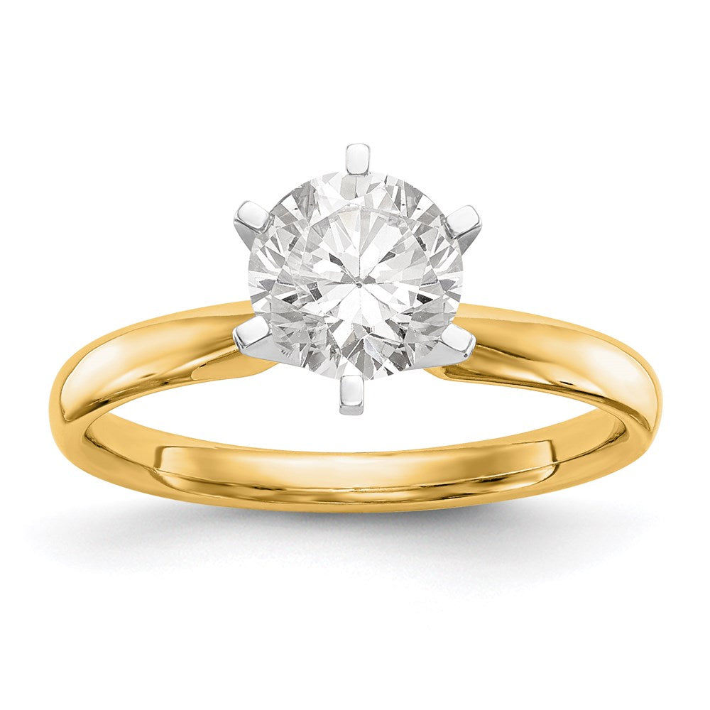 14k Two-Tone 1/2 Ct. Lab Grown Diamond VS/SI+ G+ Round Solitaire Lightweight Comfort Fit Six Prong Ring