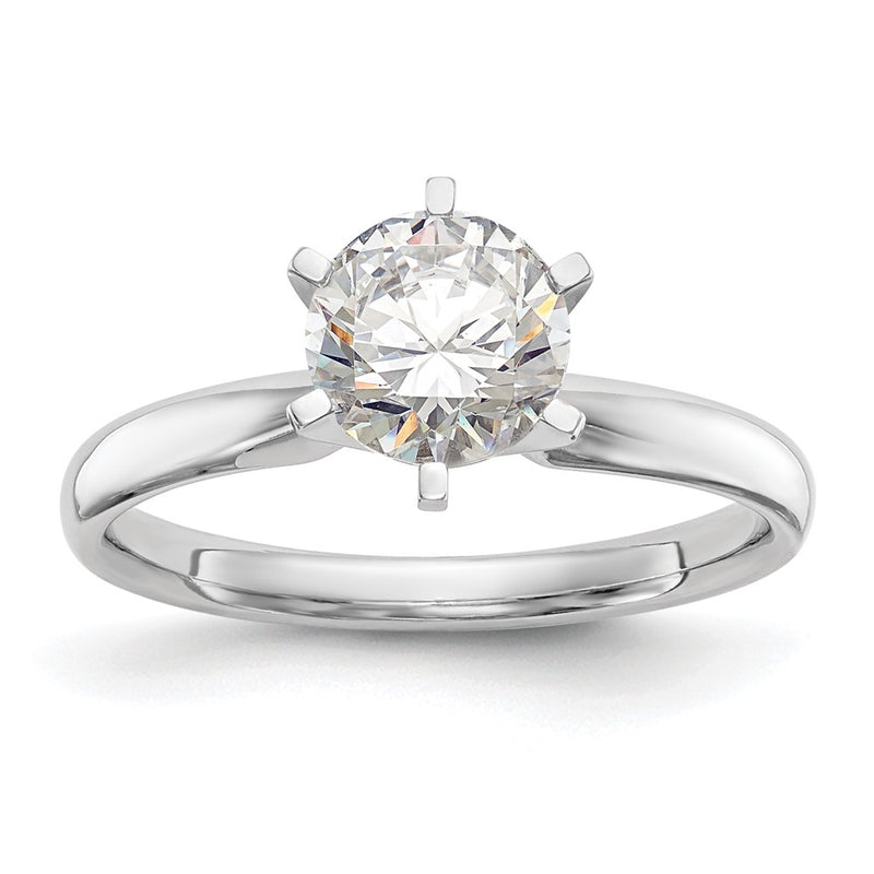 14k White Gold 1/2 Ct. Round VS/SI GH Lab Grown Diamond Solitaire Lightweight Comfort Fit 6 Prong Ring