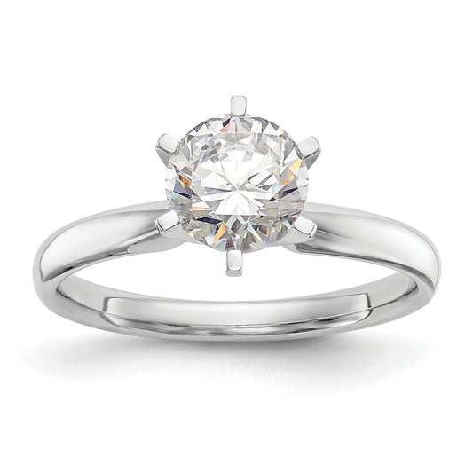 14k White Gold 1/2 Ct. Round VS/SI GH Lab Grown Diamond Solitaire Lightweight Comfort Fit 6 Prong Ring
