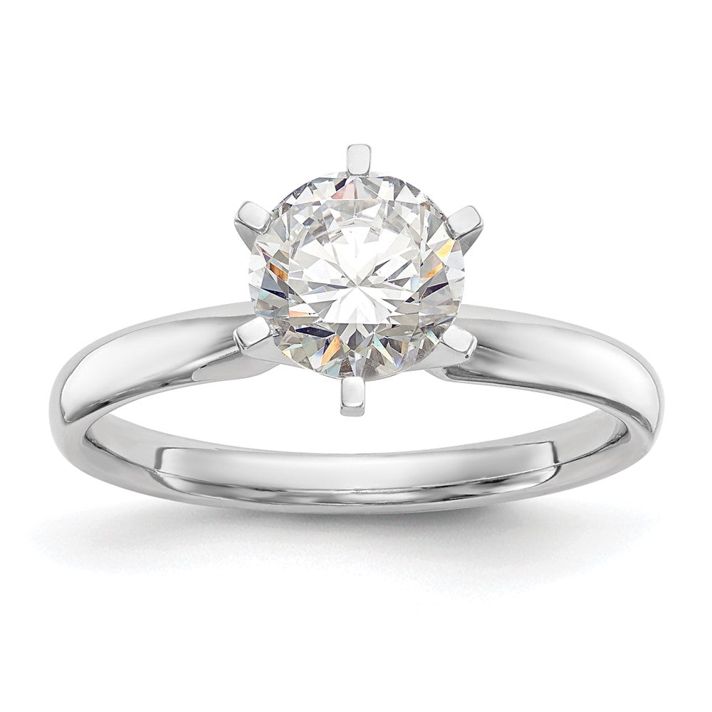 14k White Gold 1/4 Ct. Round VS/SI GH Lab Grown Diamond Solitaire Lightweight Comfort Fit 6 Prong Ring