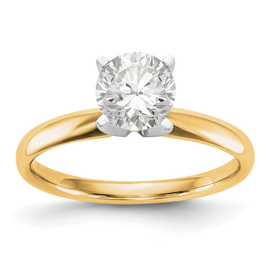 14k Two-tone 1/2 Ct. Round VS/SI GH Lab Grown Diamond Solitaire Lightweight Comfort Fit 4 Prong Ring