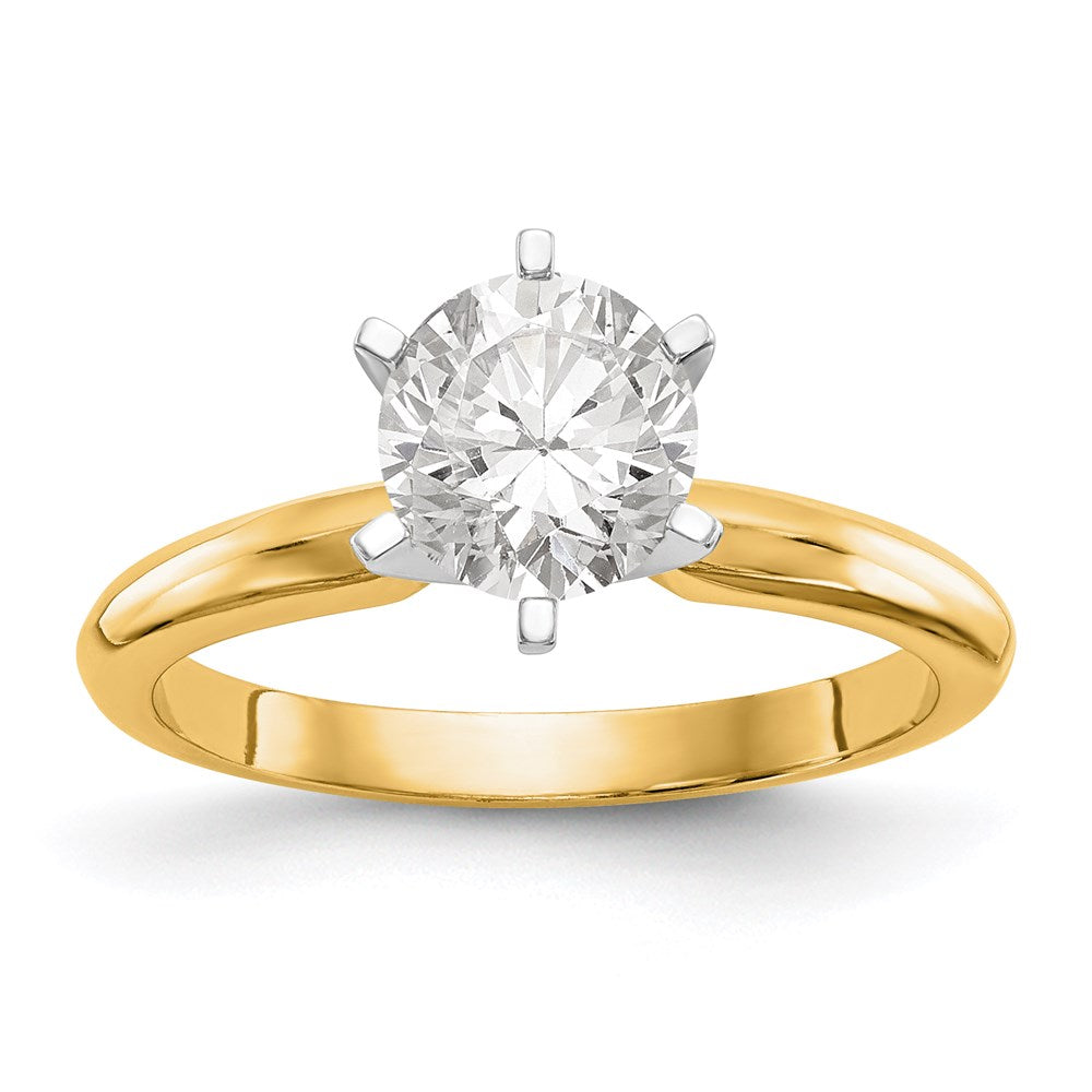 14k Two-tone White Gold 1/4 Ct. Round VS/SI GH Lab Grown Diamond Solitaire Lightweight Half-Round 6 Prong Ring