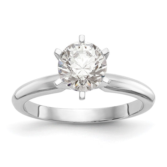 14k White Gold 1/2 Ct. Round VS/SI GH Lab Grown Diamond Solitaire Lightweight Knife Edge/Half-Round 6 Prong Ring