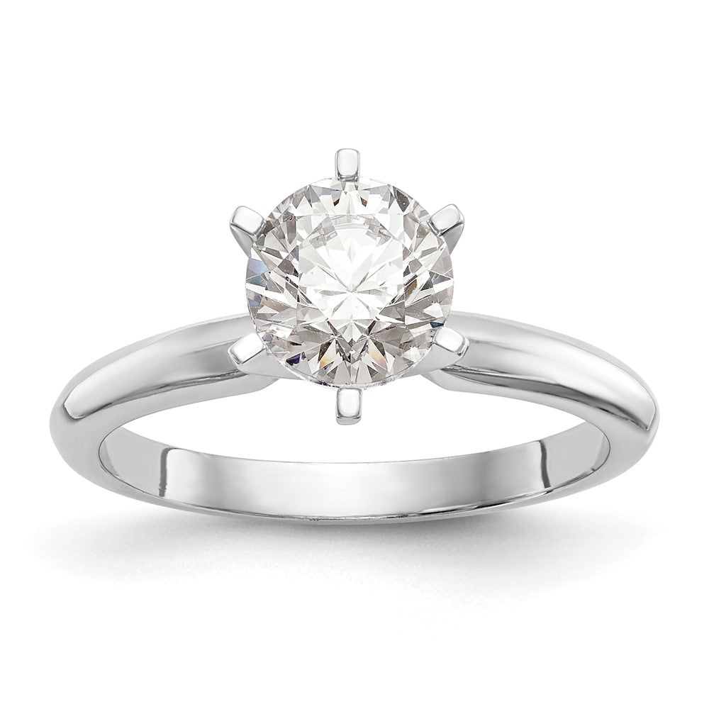 14k White Gold 1/2 Ct. Lab Grown Diamond VS/SI+ G+ Round Solitaire Lightweight Half-Round Six Prong Knife Edge Ring