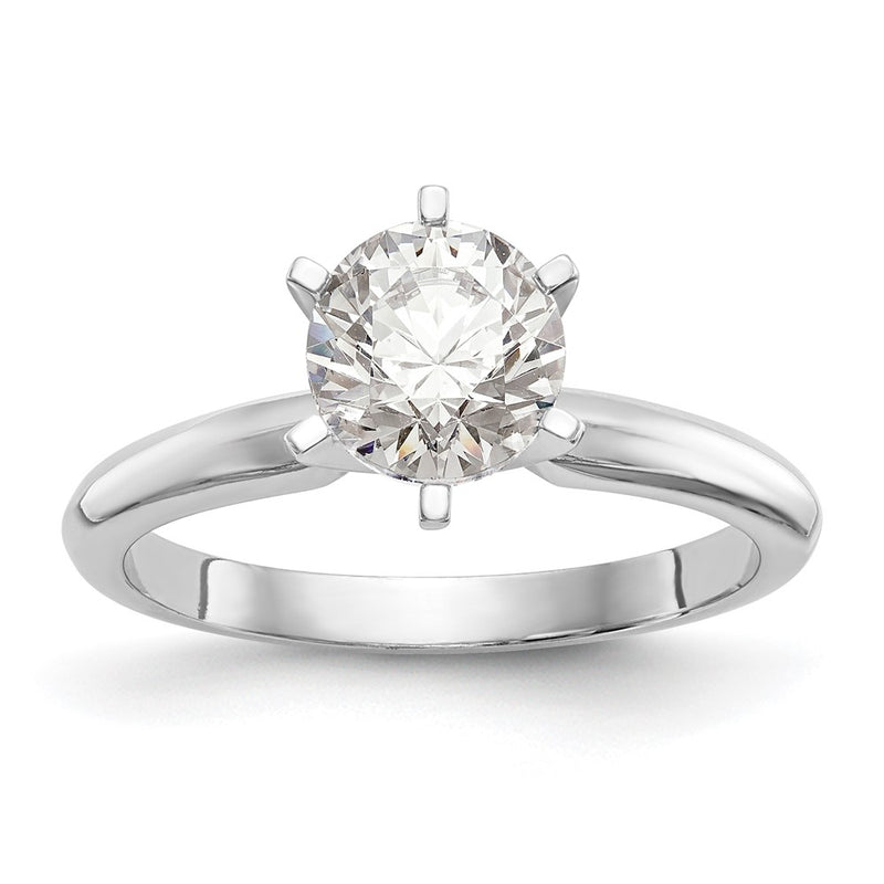 14k White Gold 1/2 Ct. Lab Grown Diamond VS/SI+ G+ Round Solitaire Lightweight Half-Round Six Prong Knife Edge Ring