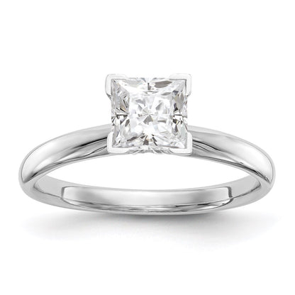 14k White Gold 1/4 Ct. Princess VS/SI GH Lab Grown Diamond Solitaire Medium Weight Comfort Fit V-end 4 Prong Ring