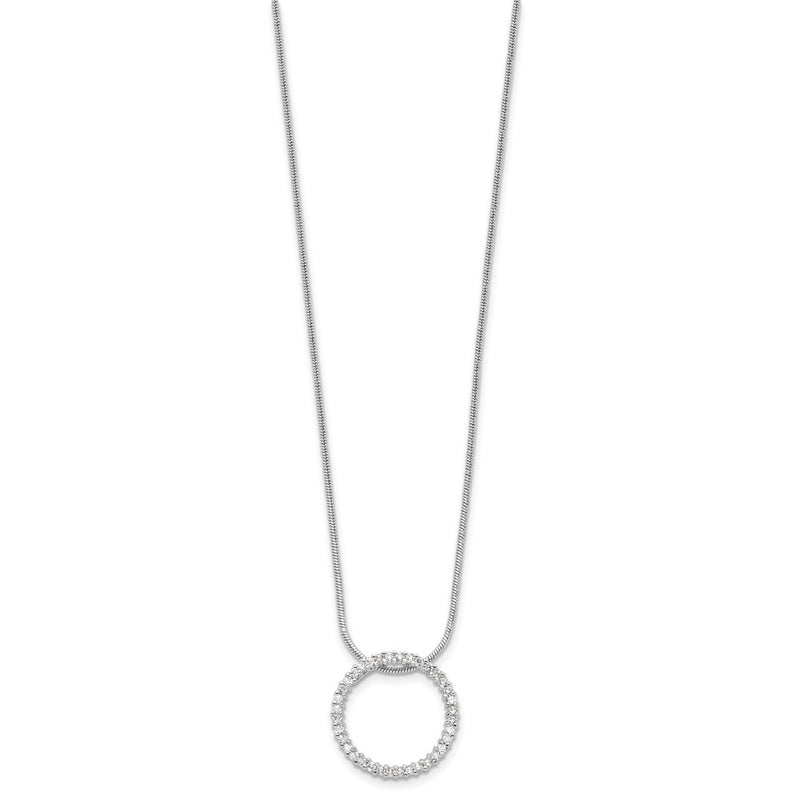 Fashion Kelly Waters Rhodium Plated Clear Cz Circle 18 Inch Necklace