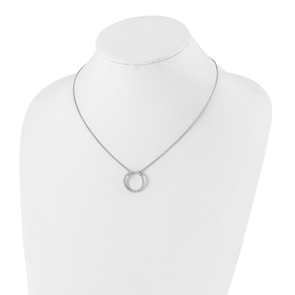 Fashion Kelly Waters Rhodium Plated Clear Cz Circle 18 Inch Necklace