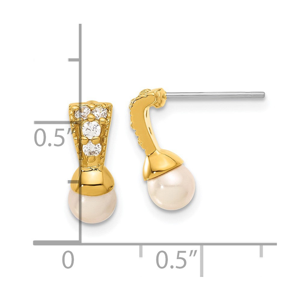 Fashion Gold Plated Kelly Waters White Simulated Pearl & Cz Earrings