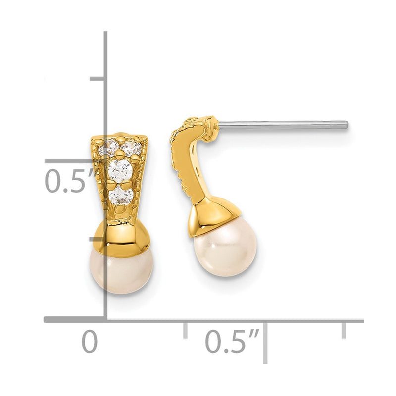 Fashion Gold Plated Kelly Waters White Simulated Pearl & Cz Earrings
